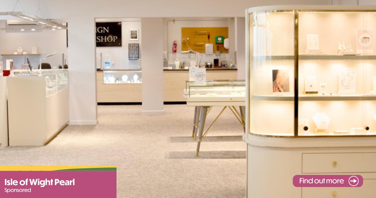 Pearl jewellery in showroom at Isle of Wight Pearl